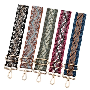 Adjustable Wide Bag Strap Replacement Geometric Rhombus Pattern Ethnic Jacquard Woven Shoulder Strap For Women Handbags