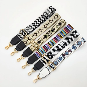 Adjustable Ethnic Style Woven Bag Strap Polyester Artificial Leather Wide Replacement Shoulder Strap Bohemian Patterns