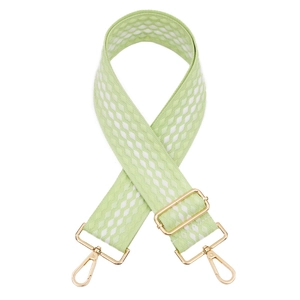 Bandoulière tissée ajustable avec motif géométrique vert clair et boucle dorée