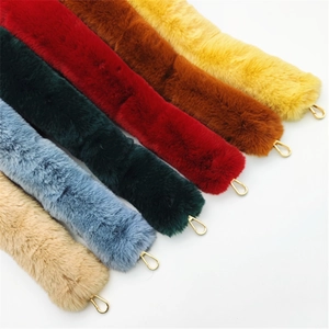 Faux Fur Plush Bag Strap With Gold Metal Hooks Replacement Shoulder Crossbody Handbag Handle For Winter Fashion Women Bag Accessories