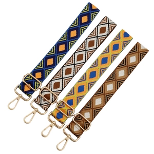 Adjustable Ethnic Geometric Diamond Pattern Wide Replacement Bag Strap For Handbags Shoulder Crossbody Strap Polyester Jacquard Belt