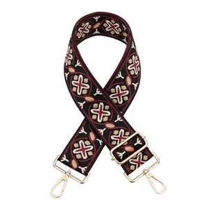 Bohemian geometric pattern crossbody replacement strap with gold hardware hooks