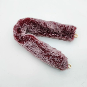 Faux fur handbag strap in wine red and grey with gold metal rings for women bags