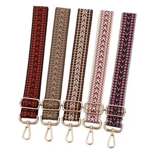 Adjustable woven replacement shoulder straps with gold hardware in five assorted patterns