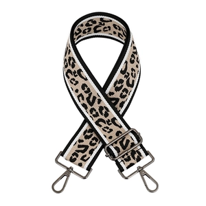 Leopard print wide adjustable shoulder strap with metal hooks for crossbody bags