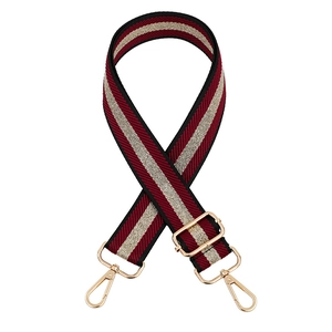 Adjustable striped shoulder strap with gold metal buckles for crossbody handbags