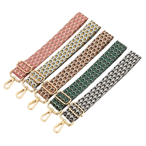 Women Vintage Peacock Jacquard Adjustable Bag Strap Replacement Polyester Wide Shoulder Strap With Alloy Metal Buckle
