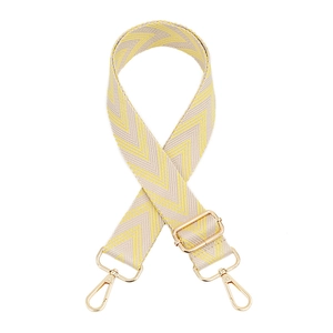 Adjustable yellow herringbone woven strap with golden metal lobster clasps for handbags