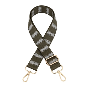 Bandoulière de rechange tissée avec motif à vagues vertes et mousquetons dorés dorés