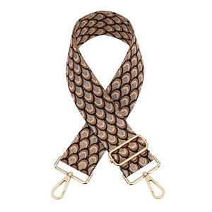 Tracolla larga regolabile in jacquard con motivo a pavone e ganci in metallo dorato