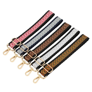 Adjustable chevron patterned jacquard bag straps with gold metal lobster clasps for bags