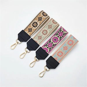Ethnic style jacquard hand straps with floral patterns and golden lobster clasps set of four