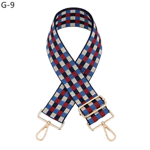 Adjustable checkerboard woven strap with gold metal buckles for crossbody handbags