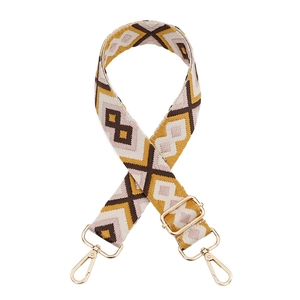 Adjustable geometric jacquard shoulder strap with gold swivel hooks for women bags