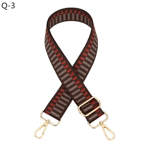 Adjustable woven guitar style shoulder strap with red and grey geometric pattern