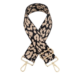 Adjustable leopard print wide strap with gold metal hooks for shoulder crossbody bags