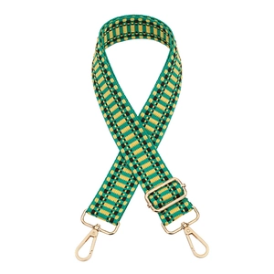 Adjustable woven replacement shoulder strap for handbags in vibrant green and yellow