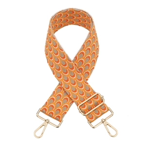 Bandoulière bohème large réglable avec motif écailles orange et attaches dorées