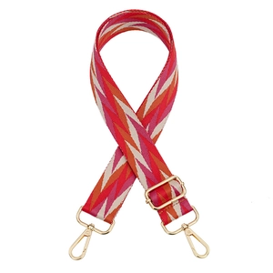 Adjustable wide replacement shoulder strap with colorful geometric pattern and gold buckles