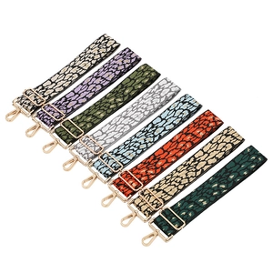 Leopard Print Wide Bag Strap Adjustable Woven Polyester Shoulder Strap Replacement With Gold Buckle For Handbags Women