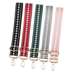 Adjustable woven replacement shoulder straps with gold metal hooks in five colors