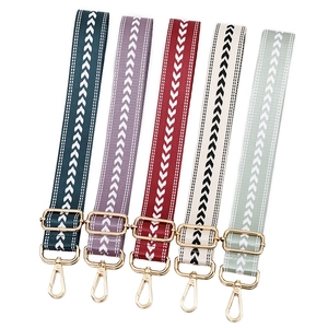 Five-piece adjustable crossbody bag strap set with V-pattern and gold hardware