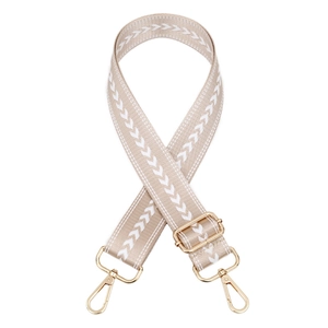 Adjustable woven replacement strap for bags with golden lobster clasps and chevron pattern