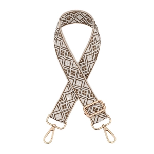 Verstellbarer Jacquard-Taschenurt mit geometrischem Muster und goldener Schnalle