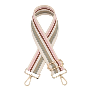 Tracolla larga a righe in stile boho con fibbie in metallo dorato per borse da donna