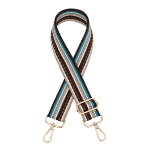 Adjustable bohemian striped crossbody bag strap with gold lobster claw clasps