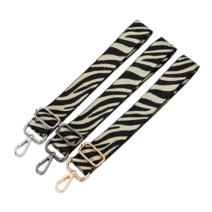 Adjustable Zebra Print Bag Shoulder Strap Replacement Crossbody Handbag Wide Polyester Woven Strap With Alloy Buckle