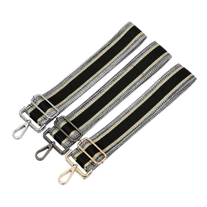 Adjustable Wide Bag Strap Replacement Woven Striped Purse Strap With Gold Silver Gunmetal Hardware For Women Shoulder Bags