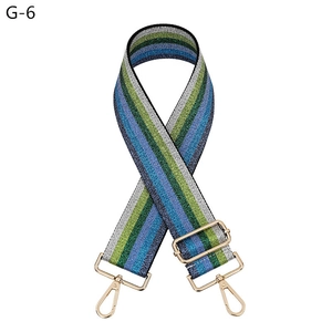 Bandoulière tissée à rayures colorées réglable avec boucles en métal doré