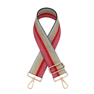 Bandoulière réglable pour sac à main avec rayures métalliques et boucles dorées chic