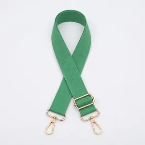 Tracolla regolabile in nylon verde intrecciato con ganci a moschettone in metallo dorato