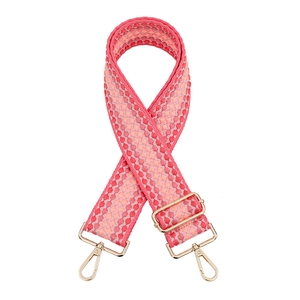 Bandoulière large réglable avec motif géométrique rose et mousquetons dorés
