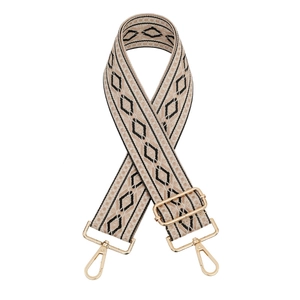 Bandoulière large réglable avec motif géométrique de losanges beige et noir