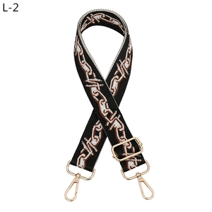 Adjustable wide replacement crossbody strap with vintage geometric pattern and gold hardware