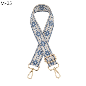 Adjustable woven replacement strap for bags with blue snowflake and white geometric patterns