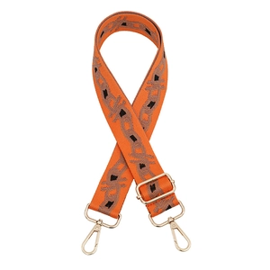 Adjustable geometric jacquard replacement shoulder strap with gold hardware hooks
