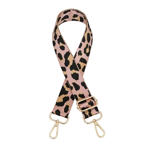 Adjustable leopard print replacement strap for handbags with light gold metal hardware