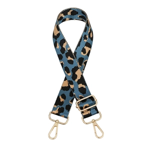 Adjustable leopard print replacement strap for crossbody bags with gold metal lobster clasps