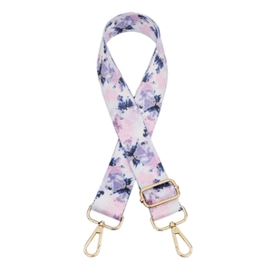 Adjustable tie-dye wide shoulder strap with gold metal hooks for crossbody bags