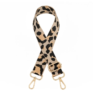 Adjustable leopard print replacement wide strap for crossbody bags with gold buckles
