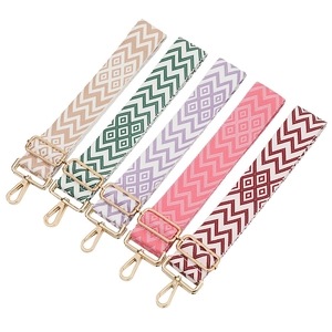Adjustable Jacquard Geometric Bag Strap Wide Shoulder Strap Replacement Metallic Buckle For Women Handbag Accessory