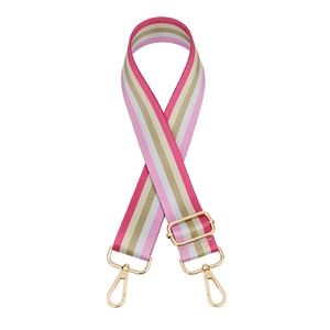 Adjustable woven replacement bag strap with ethnic colorful stripes and gold lobster clasps