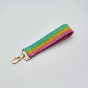 Thick colorful striped handbag short shoulder strap with gold lobster clasp accessory