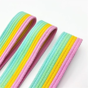 Thick colorful striped woven strap for handbags featuring mint, yellow, pink and blue
