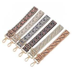Ethnic style adjustable shoulder straps set with six patterns and gold metal hardware