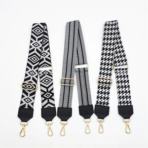 Adjustable Wide Shoulder Bag Strap Replacement Ethnic Geometric Printed Polyester Strap For Handbags Crossbody Bags